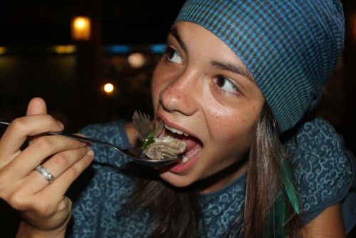 Hannah eating-Chiang Rai